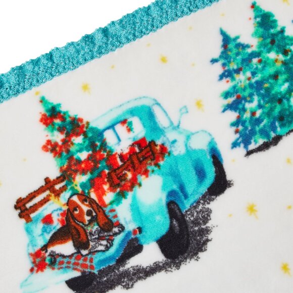 Pioneer Woman Plus Throw Blanket Polyester Teal Vintage Truck - Picture 2 of 4